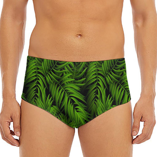 Night Tropical Palm Leaf Pattern Print Men's Triangle Swim Briefs