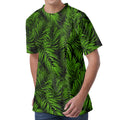 Night Tropical Palm Leaf Pattern Print Men's Velvet T-Shirt
