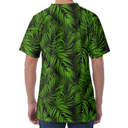 Night Tropical Palm Leaf Pattern Print Men's Velvet T-Shirt