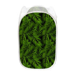Night Tropical Palm Leaf Pattern Print Mesh Laundry Hamper