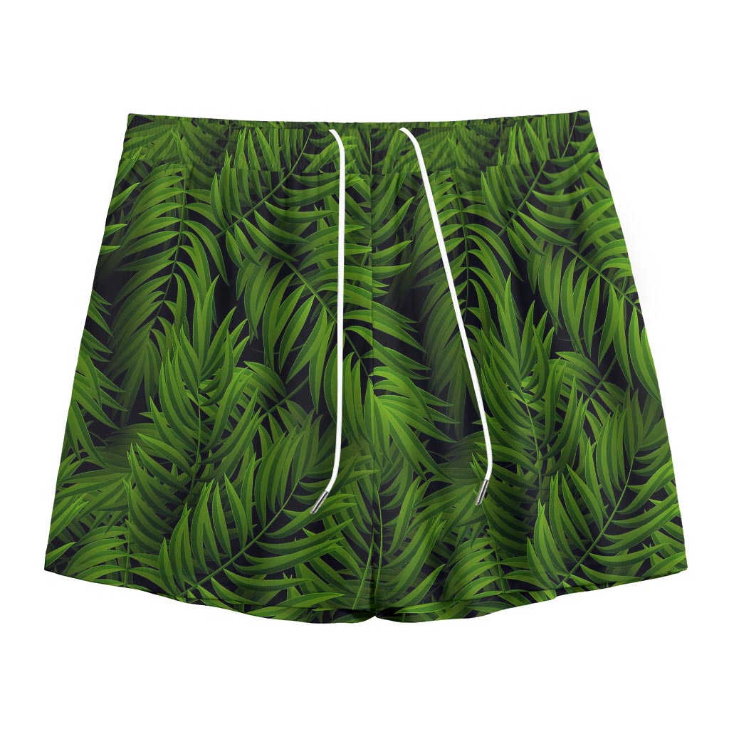 Night Tropical Palm Leaf Pattern Print Mesh Shorts