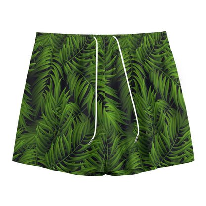 Night Tropical Palm Leaf Pattern Print Mesh Shorts