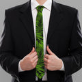 Night Tropical Palm Leaf Pattern Print Necktie