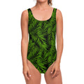 Night Tropical Palm Leaf Pattern Print One Piece Swimsuit