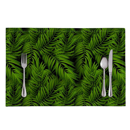 Night Tropical Palm Leaf Pattern Print Placemat