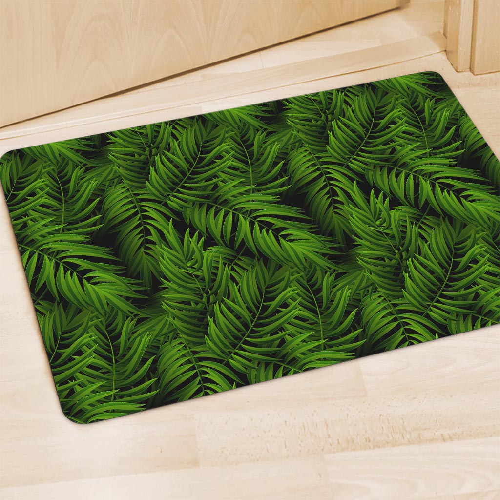 Night Tropical Palm Leaf Pattern Print Polyester Doormat