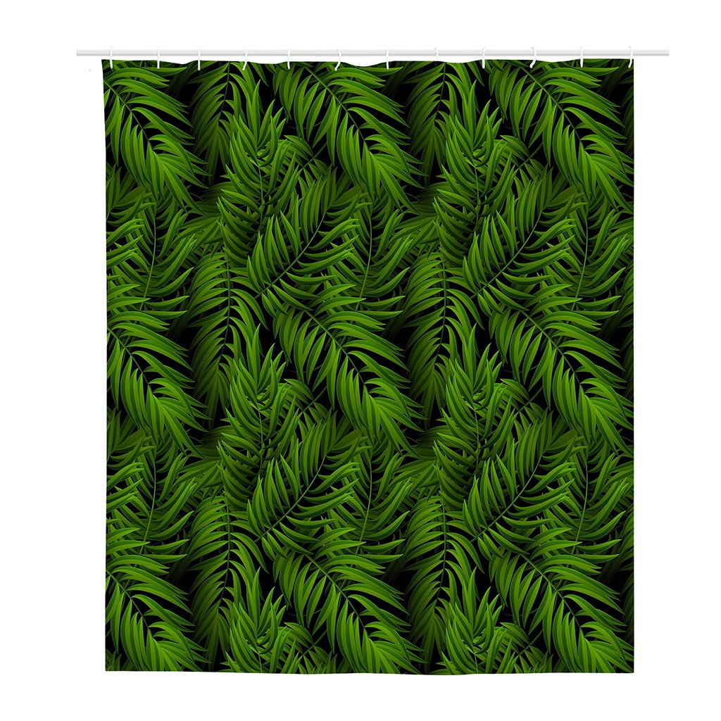 Night Tropical Palm Leaf Pattern Print Polyester Shower Curtain