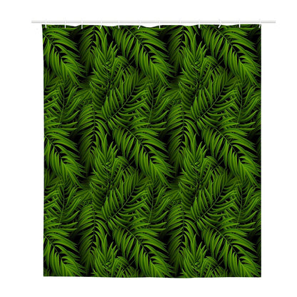 Night Tropical Palm Leaf Pattern Print Polyester Shower Curtain