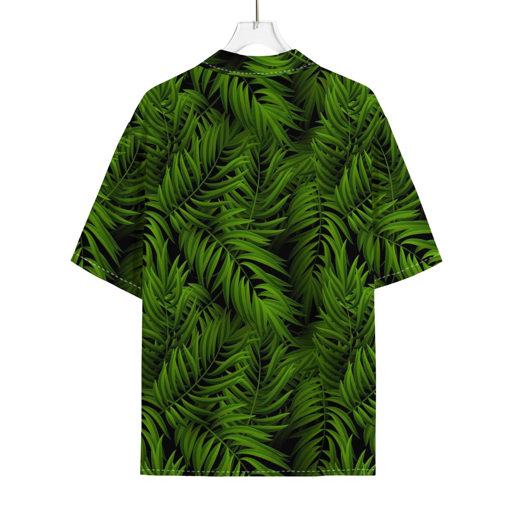 Night Tropical Palm Leaf Pattern Print Rayon Hawaiian Shirt
