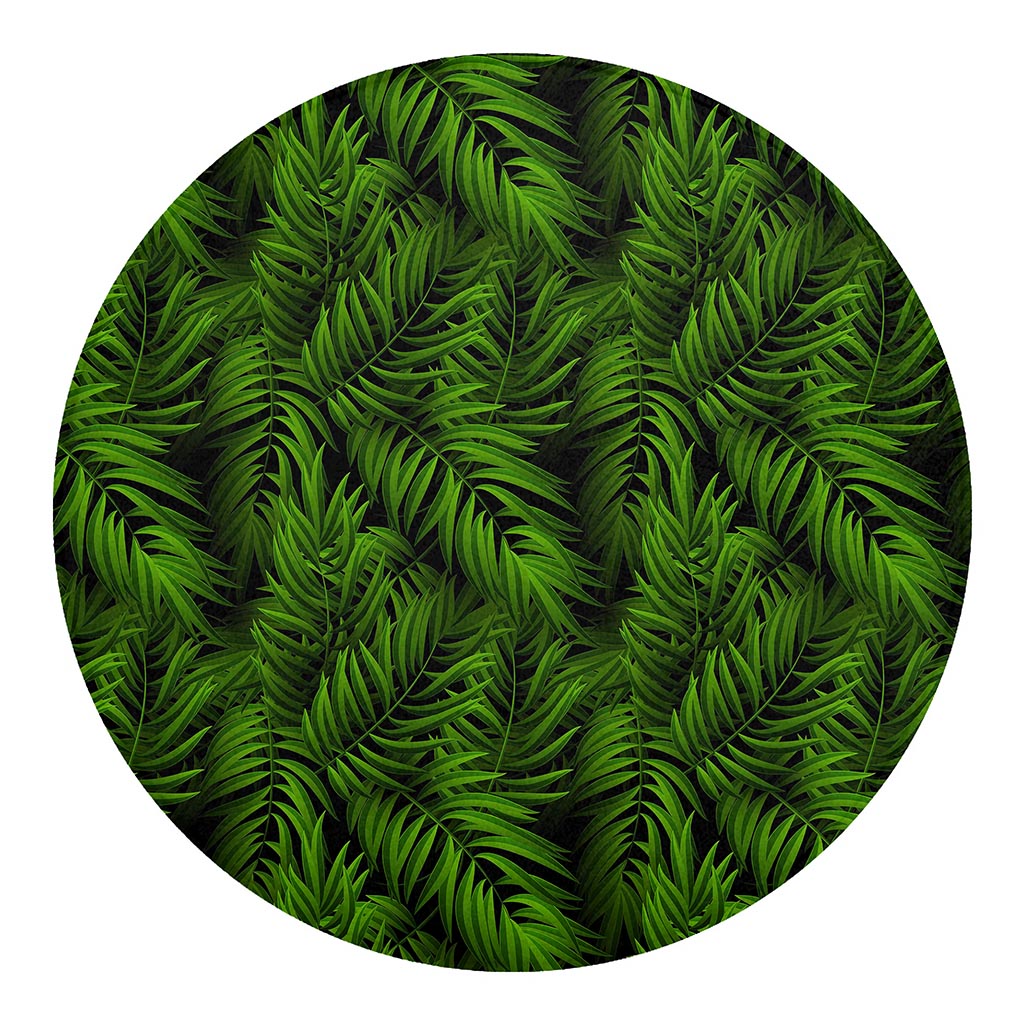 Night Tropical Palm Leaf Pattern Print Round Blanket