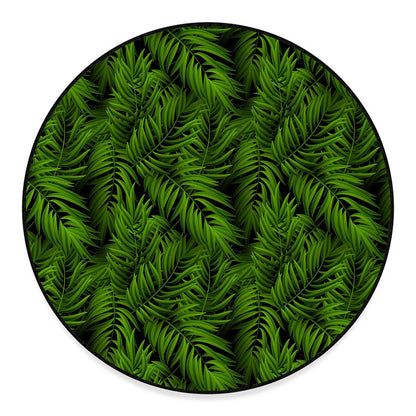 Night Tropical Palm Leaf Pattern Print Round Floor Mat