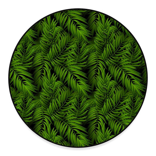 Night Tropical Palm Leaf Pattern Print Round Floor Mat