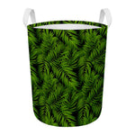 Night Tropical Palm Leaf Pattern Print Round Laundry Basket