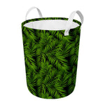Night Tropical Palm Leaf Pattern Print Round Laundry Basket