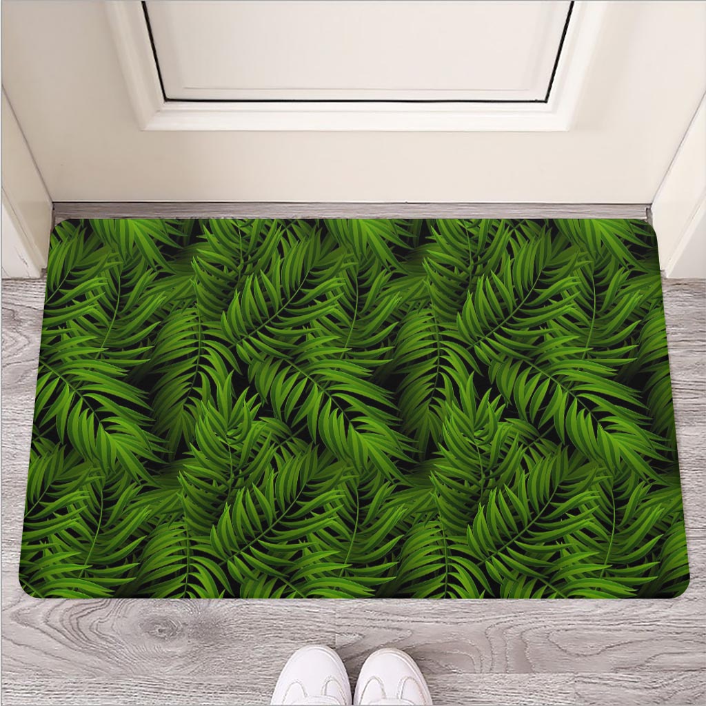 Night Tropical Palm Leaf Pattern Print Rubber Doormat