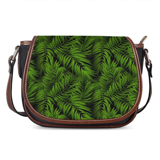 Night Tropical Palm Leaf Pattern Print Saddle Bag
