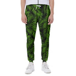Night Tropical Palm Leaf Pattern Print Scuba Joggers