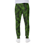 Night Tropical Palm Leaf Pattern Print Scuba Joggers