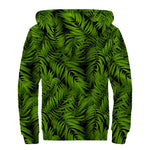 Night Tropical Palm Leaf Pattern Print Sherpa Lined Zip Up Hoodie