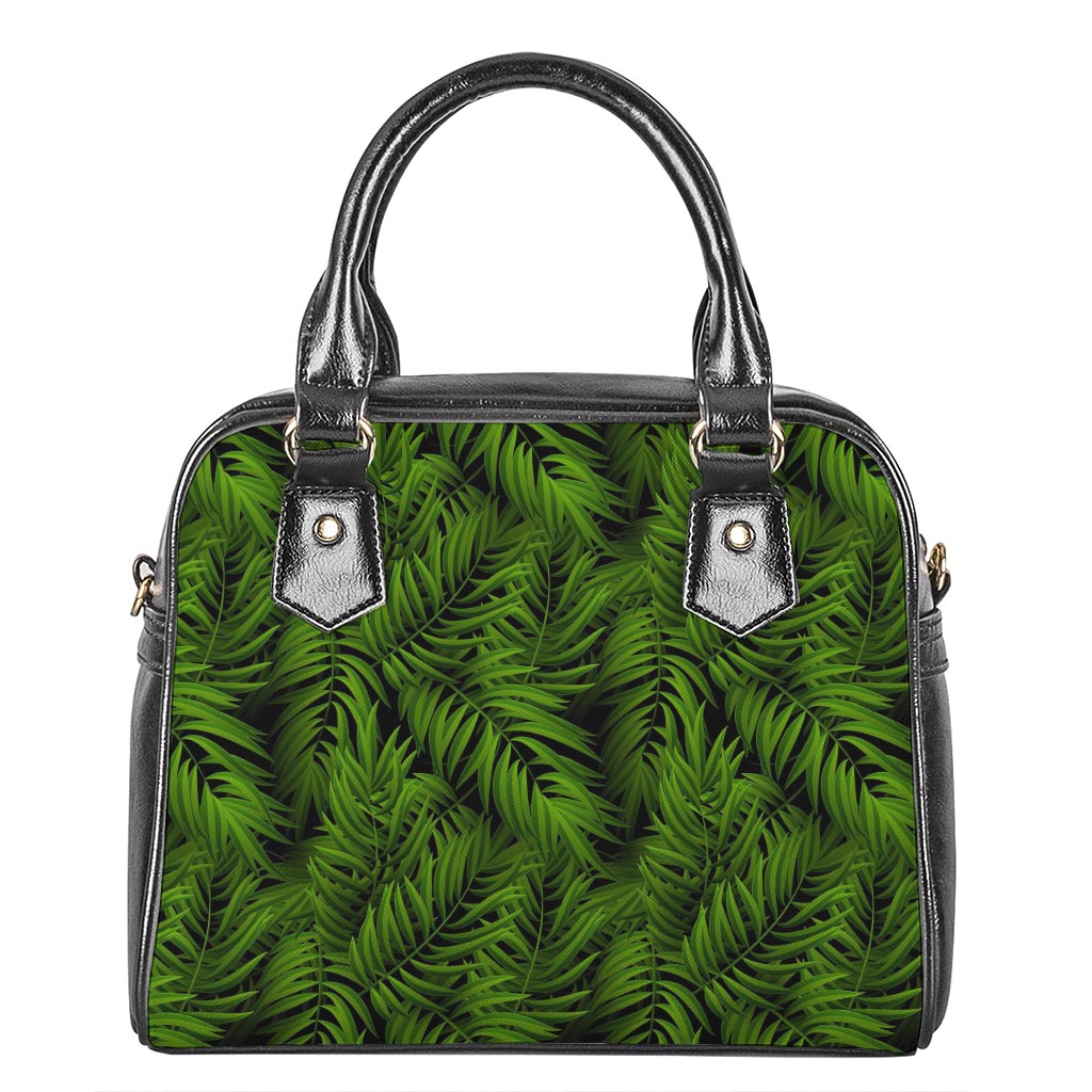 Night Tropical Palm Leaf Pattern Print Shoulder Handbag