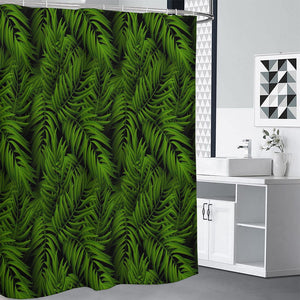 Night Tropical Palm Leaf Pattern Print Shower Curtain