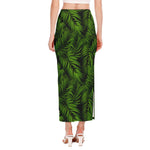 Night Tropical Palm Leaf Pattern Print Side Slit Maxi Skirt