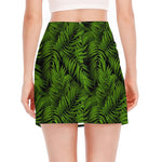 Night Tropical Palm Leaf Pattern Print Side Slit Mini Skirt