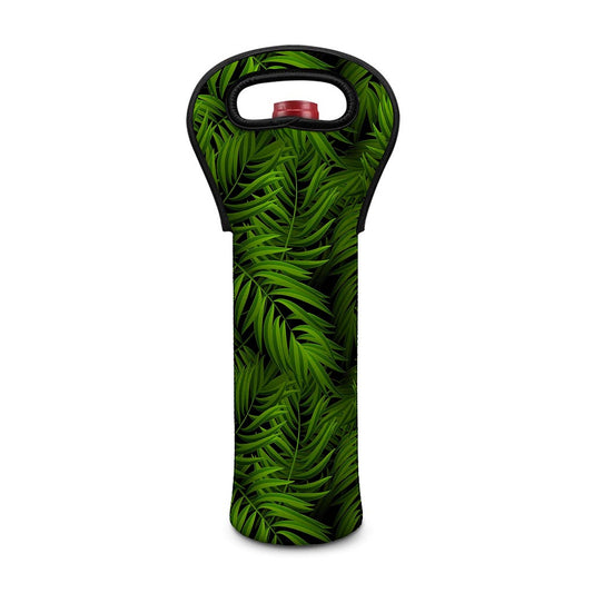 Night Tropical Palm Leaf Pattern Print Single Neoprene Wine Tote