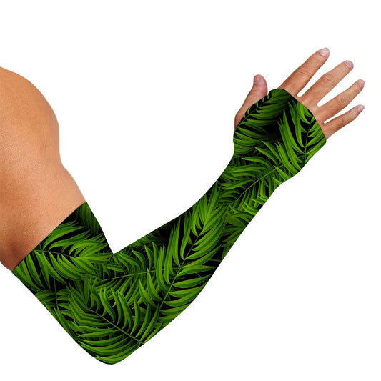 Night Tropical Palm Leaf Pattern Print Sun Protection Arm Sleeves