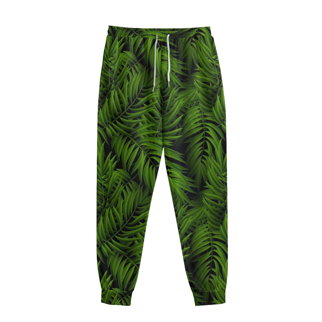 Night Tropical Palm Leaf Pattern Print Sweatpants