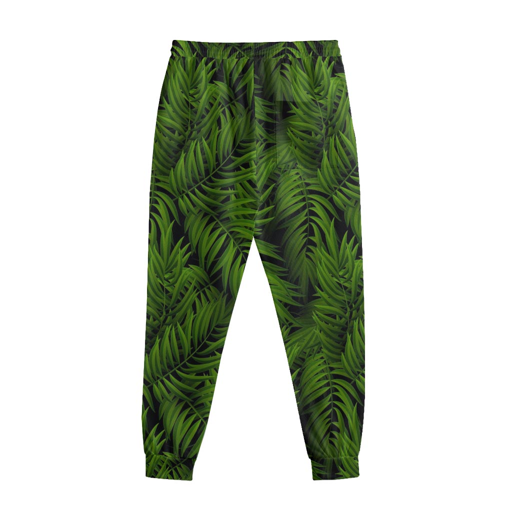 Night Tropical Palm Leaf Pattern Print Sweatpants