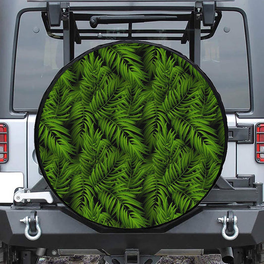 Night Tropical Palm Leaf Pattern Print Tire Cover