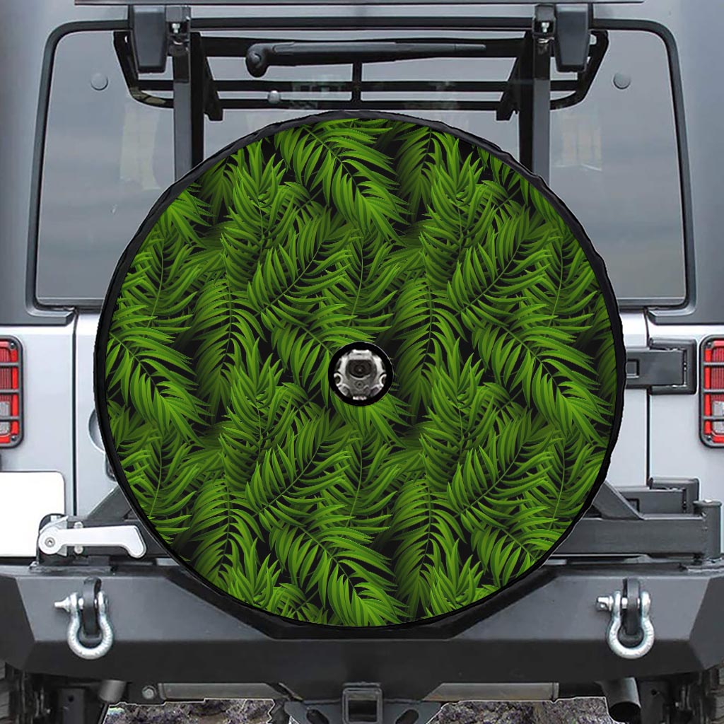 Night Tropical Palm Leaf Pattern Print Tire Cover With Camera Hole