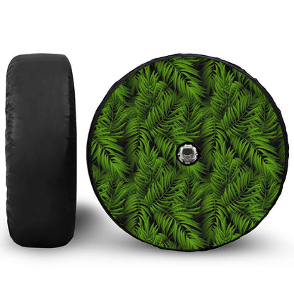 Night Tropical Palm Leaf Pattern Print Tire Cover With Camera Hole