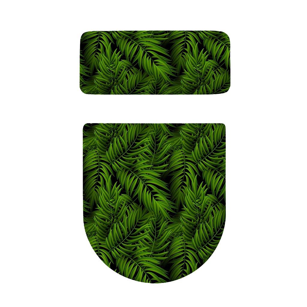 Night Tropical Palm Leaf Pattern Print Toilet Lid And Tank Cover Set
