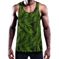 Night Tropical Palm Leaf Pattern Print Men's Workout Tank Top