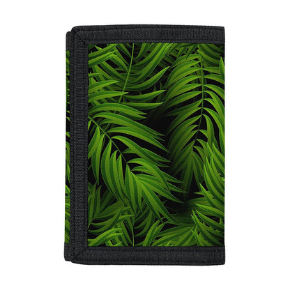 Night Tropical Palm Leaf Pattern Print Trifold Wallet