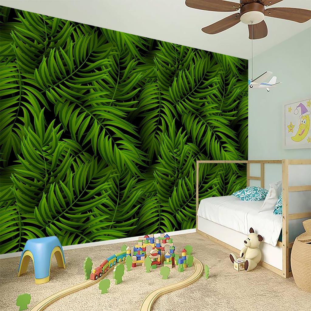 Night Tropical Palm Leaf Pattern Print Wall Sticker