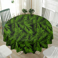 Night Tropical Palm Leaf Pattern Print Waterproof Round Tablecloth