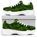 Night Tropical Palm Leaf Pattern Print White Chunky Shoes