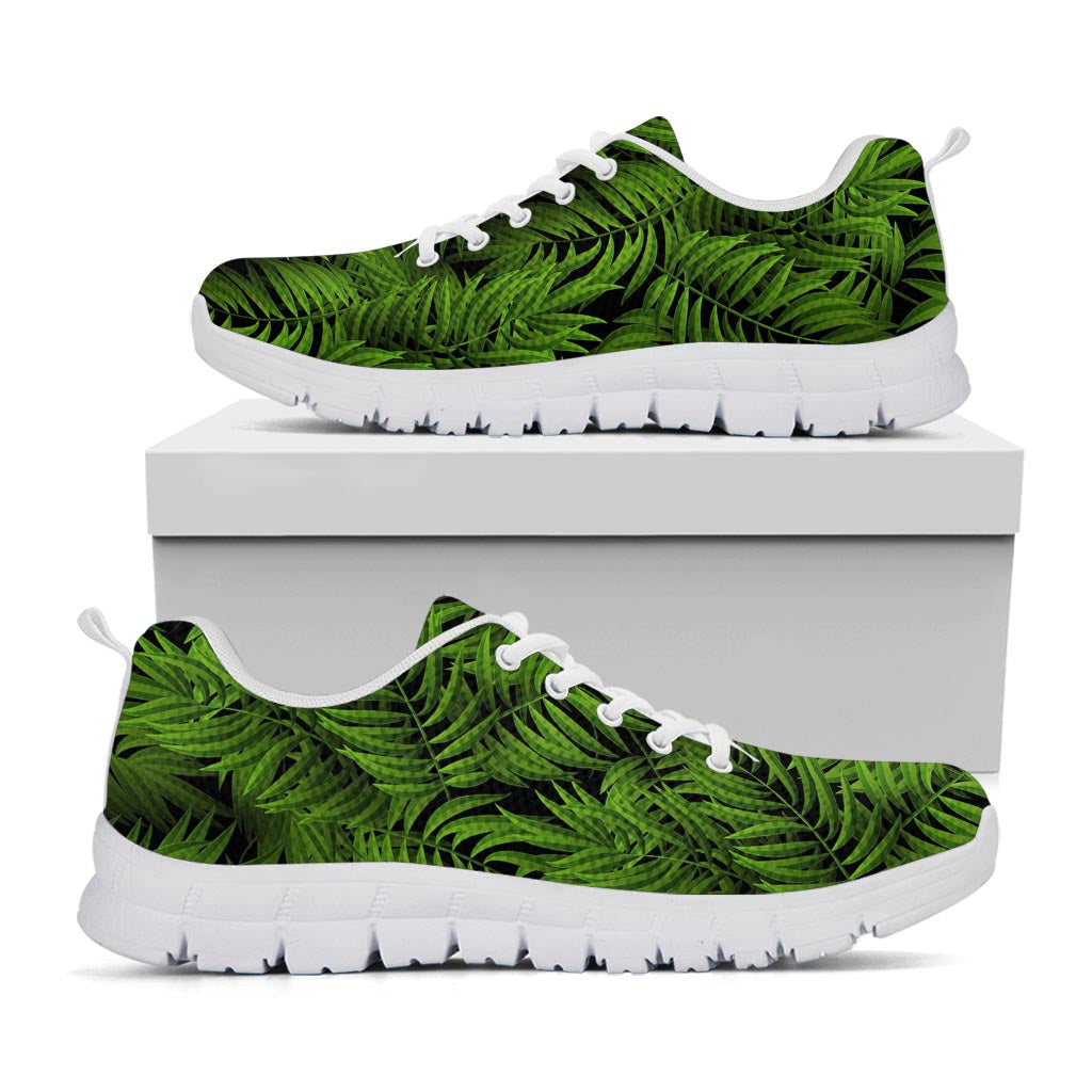 Night Tropical Palm Leaf Pattern Print White Running Shoes