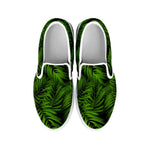 Night Tropical Palm Leaf Pattern Print White Slip On Sneakers