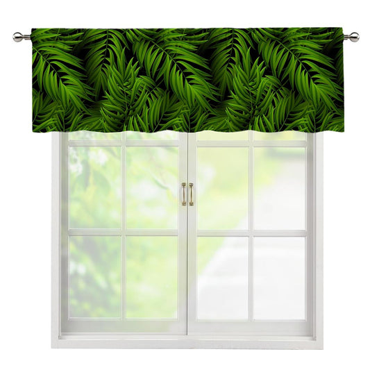 Night Tropical Palm Leaf Pattern Print Window Valance