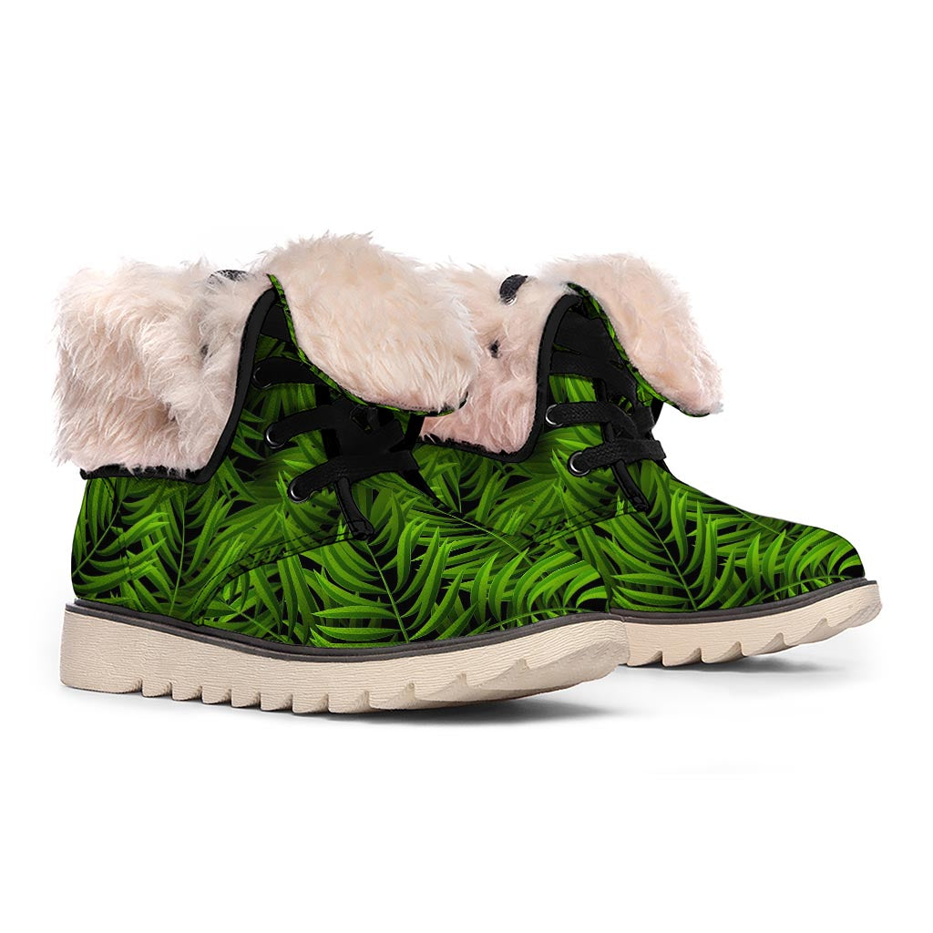 Night Tropical Palm Leaf Pattern Print Winter Boots