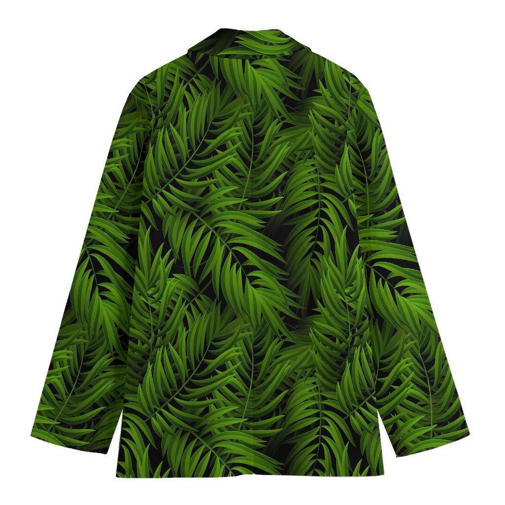 Night Tropical Palm Leaf Pattern Print Women's Blazer