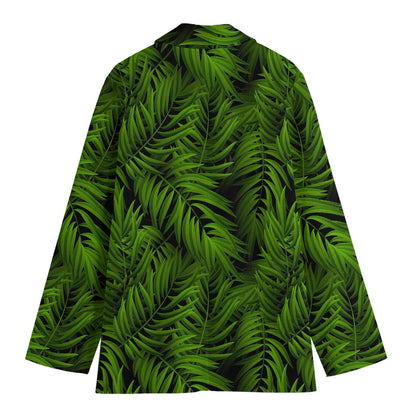 Night Tropical Palm Leaf Pattern Print Women's Blazer