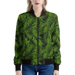 Night Tropical Palm Leaf Pattern Print Women's Bomber Jacket