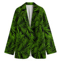 Night Tropical Palm Leaf Pattern Print Women's Cotton Blazer
