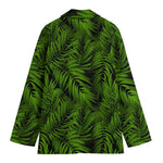 Night Tropical Palm Leaf Pattern Print Women's Cotton Blazer
