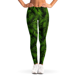 Night Tropical Palm Leaf Pattern Print Women's Leggings